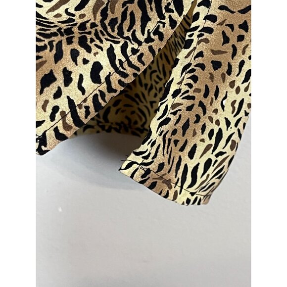 Voir Animal Print Top M Brown Retro Safari Classic Resort Chic Exotic Jungle - Picture 4 of 11